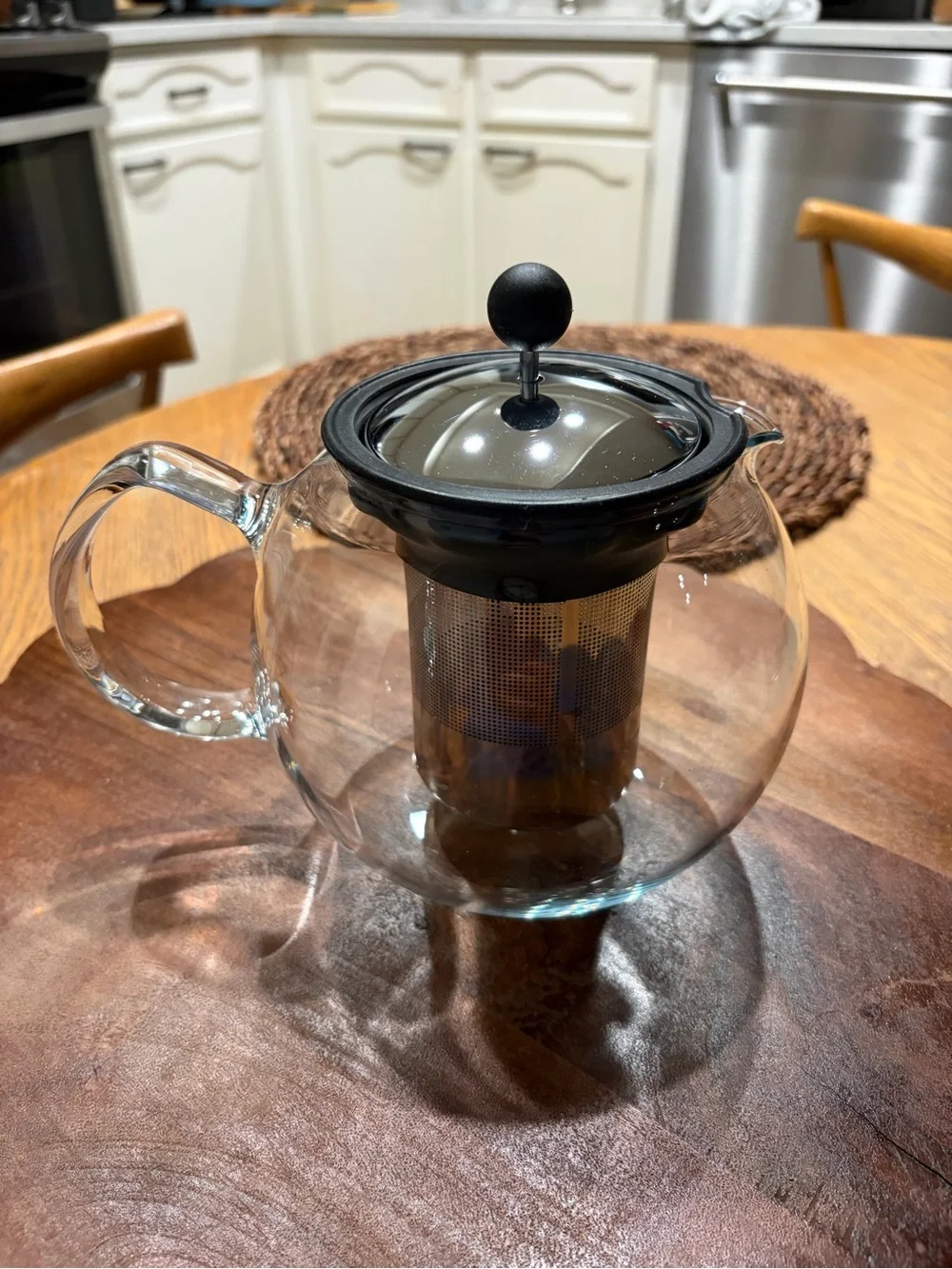 Primula Glass Teapot with Stainless Steel Infuser & Black Lid